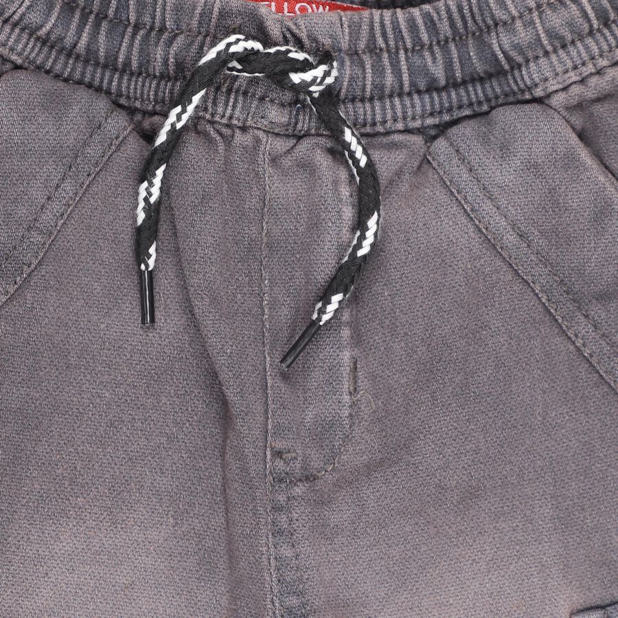 Infants' Washed Grey Regular Fit Rib Waist Cargo Jeans, Dark Grey, large image number null