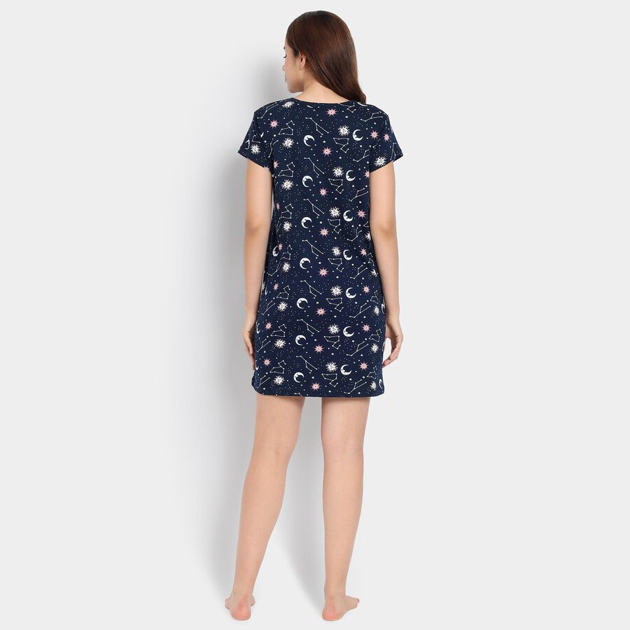 Ladies' 100% Cotton Nighty, नेवी ब्लू, large image number null