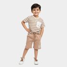 Boys Beige 100% Cotton Henley Neck Striped Baba Suit, Beige, small