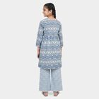 Girls Blue Round Neck Fusion Set Fusion Set, मध्यम नीला, small
