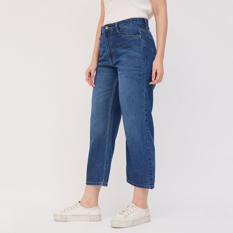 Ladies' 100% Cotton Jeans, Mid Blue, large image number null