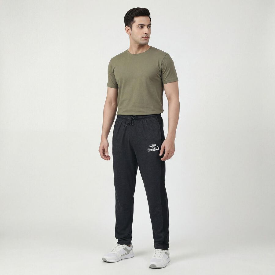 Men's Grey Relaxed Fit Track Pants, गहरा ग्रे, large