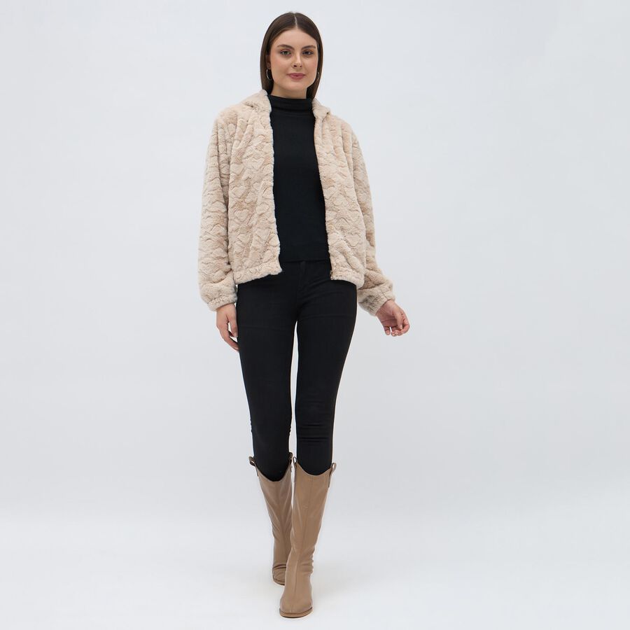 Women's Light Beige Hooded Casual Sweatshirt, Beige, large image number null