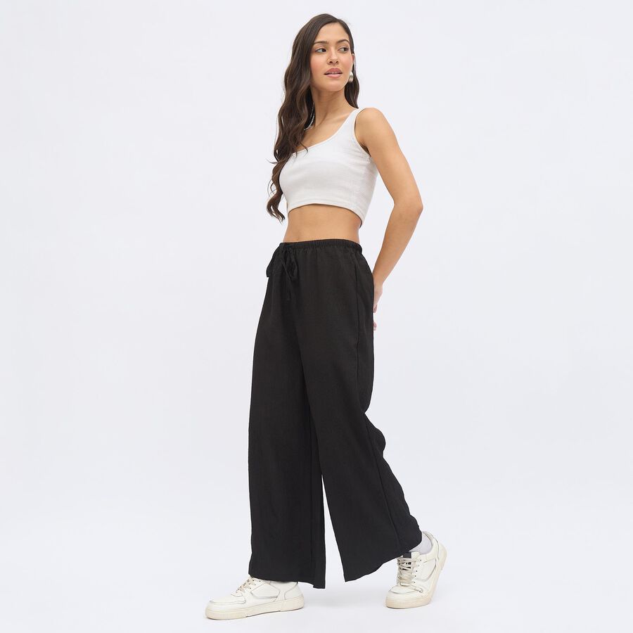 Women's Jet Black Balloon Fit Solid Harem Pants, Black, large image number null