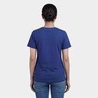 Women's Blue Round Neck Casual T-Shirt, Blue, small
