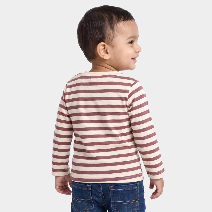 Infants Purple Cotton Round Neck Regular T-Shirt, Purple, large