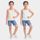 Girls' Mint Green Cotton Sleeveless Straight Neck Vest, हल्का हरा, small