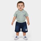 Infants' Light Green Cotton Polo Neck Textured Baba Suit, हल्का हरा, small