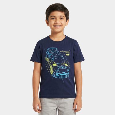 Boys Blue Round Neck Regular Boys T-Shirt