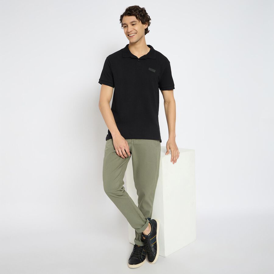 Men's Collared Half Sleeves T-Shirt, Black, large image number null