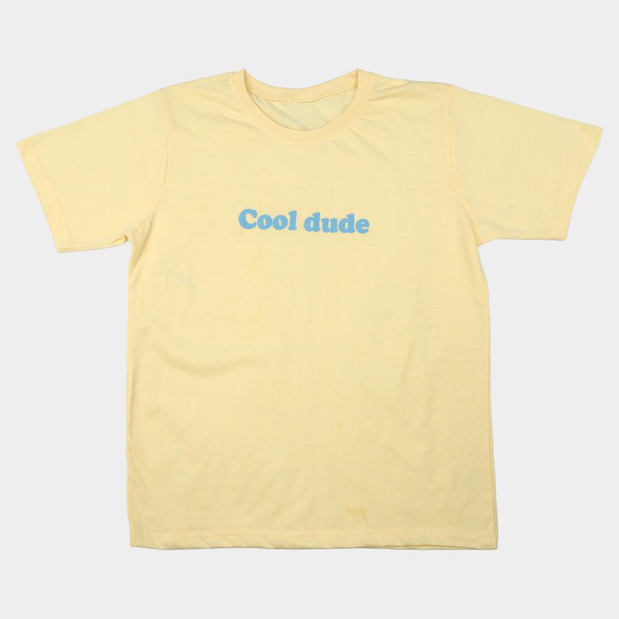 Boys Yellow Crew Neck Regular Boys T-Shirt, पीला, large