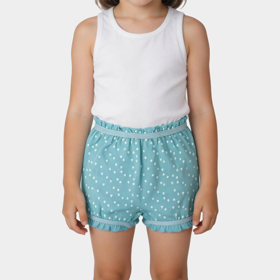 Girls' Aqua Regular Fit Solid Bloomer, एक्वा, large