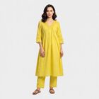 Women's Light Green Cotton V-Neck Embroidered Ethnic Set, Light Green, small
