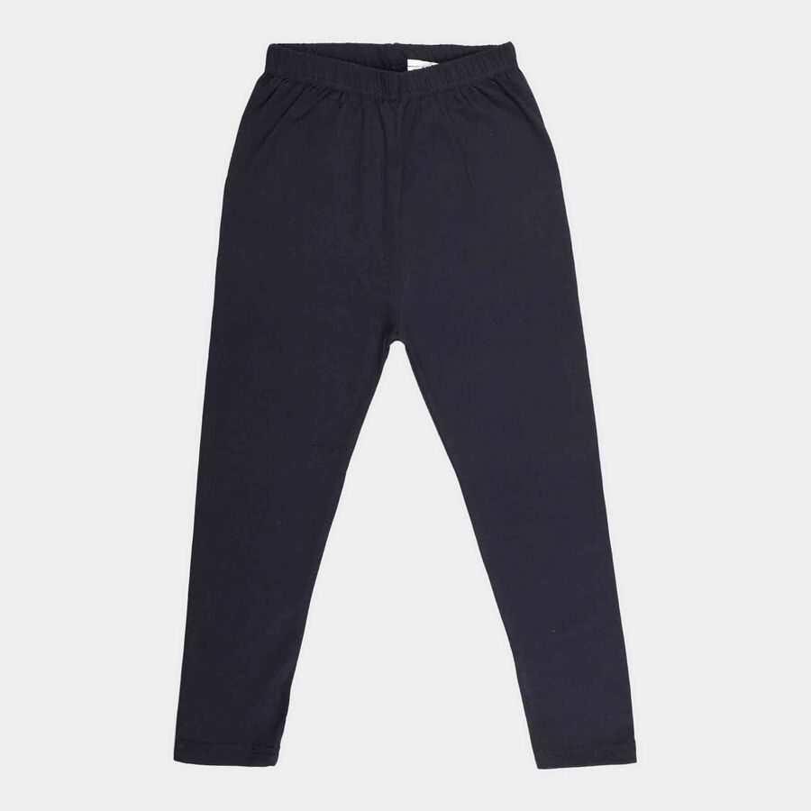 Girls Solid Ankle Length Leggings, Navy Blue, large image number null