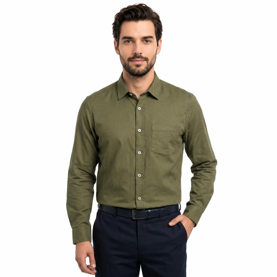Men Dark Green Regular Fit Formal Shirt, गहरा हरा, large