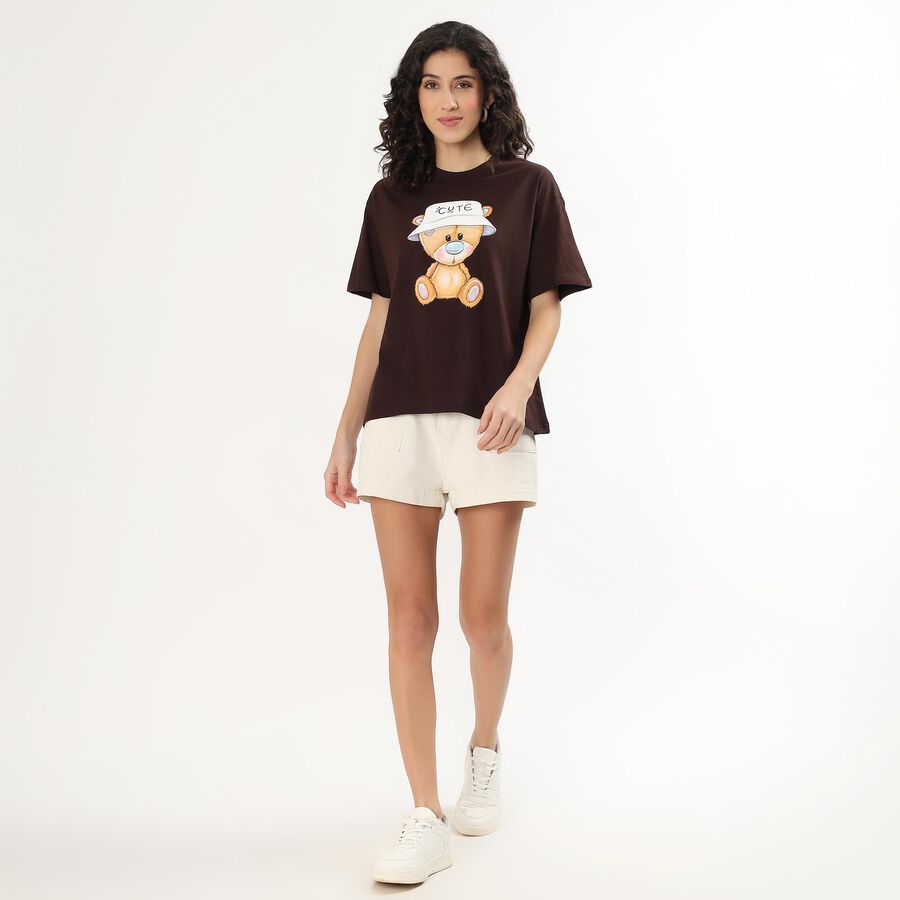 Ladies' Round Neck T-Shirt, Brown, large image number null