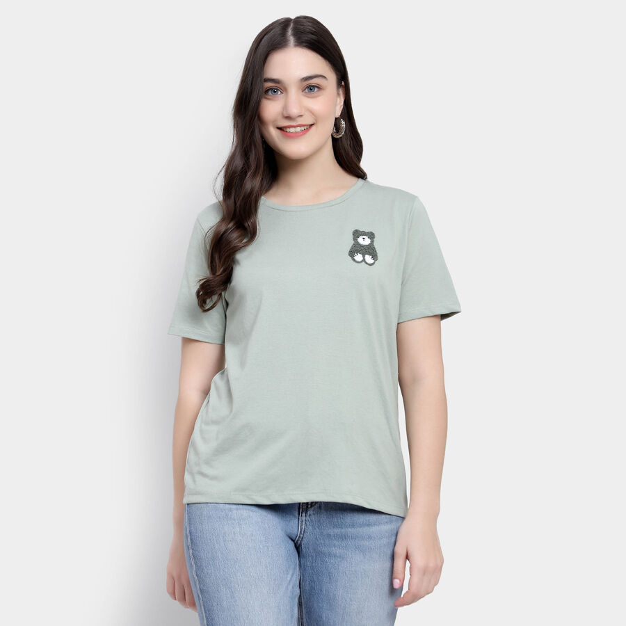 Round Neck T-Shirt, हल्का हरा, large image number null