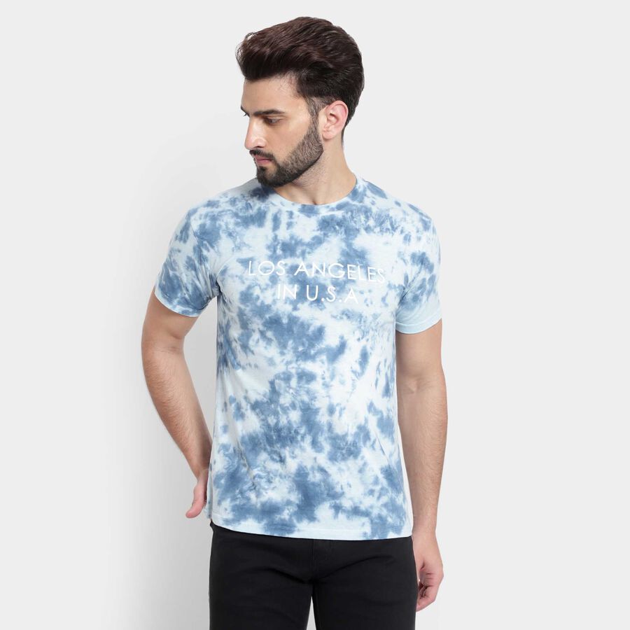 Cotton Round Neck T-Shirt, Sky Blue, large image number null