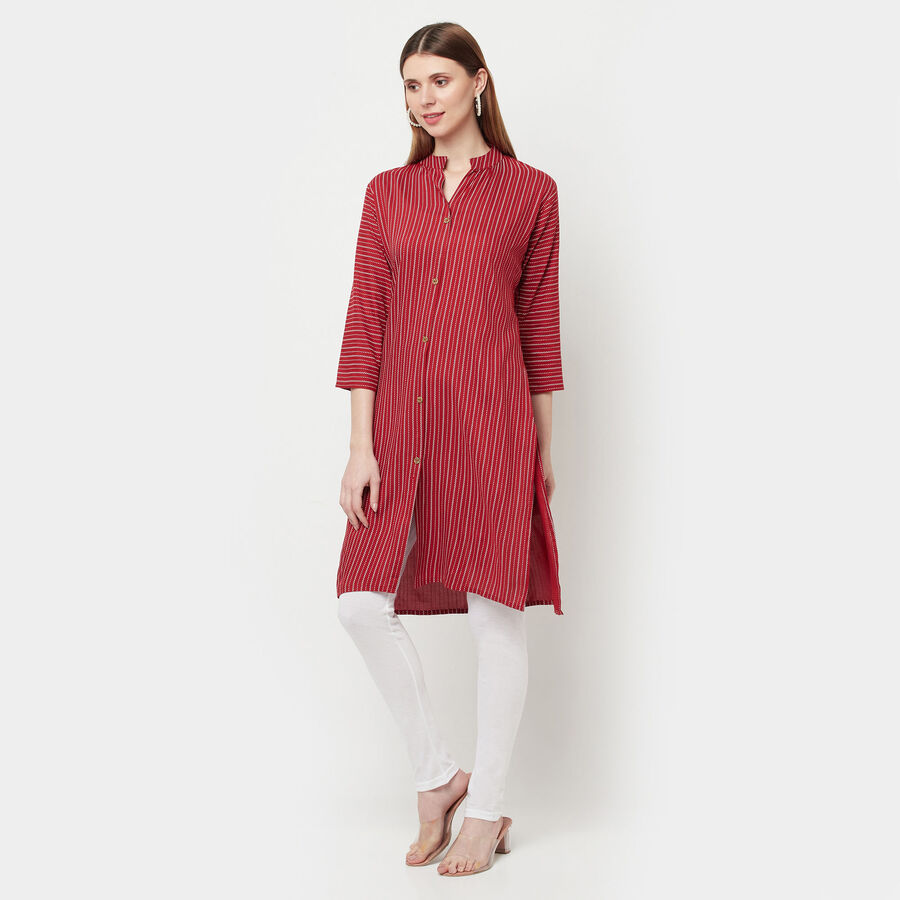 Printed 3/4th Sleeves Kurta, Maroon, large image number null