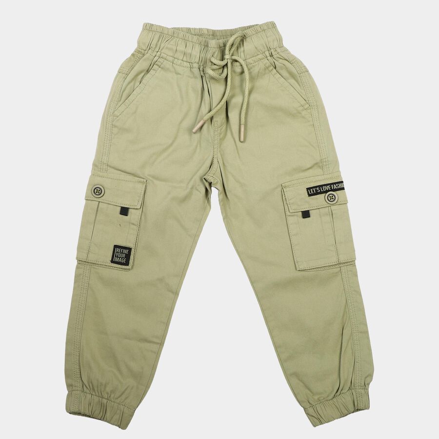 Boys' Light Green Regular Fit Cargo Trousers, Light Green, large