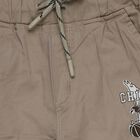 Boys' Beige Cotton Regular Fit Trousers, गहरा पीला, small