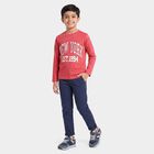 Boys Pink Crew Neck Regular T-Shirt, Pink, small