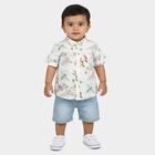 Infants White 100% Cotton Short Sleeves Collar Regular Fit Shirt, सफ़ेद, small