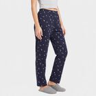 Women's Navy Blue Straight Fit Heart Printed Pyjama, Navy Blue, small