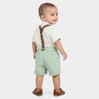 Infants' Mint Green Mandarin Collar Striped Suspender Baba Suit, Light Green, small