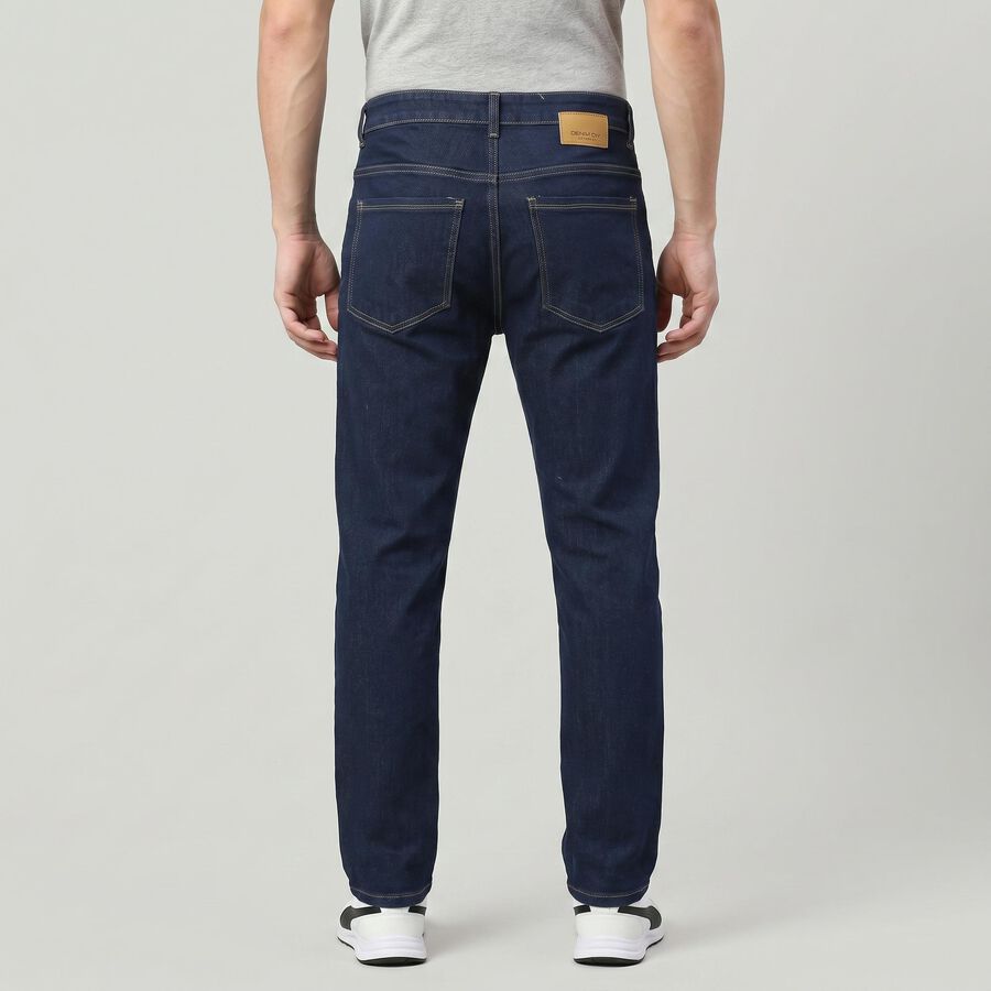 Men's Navy Blue Slim Fit Classic Jeans, Dark Blue, large