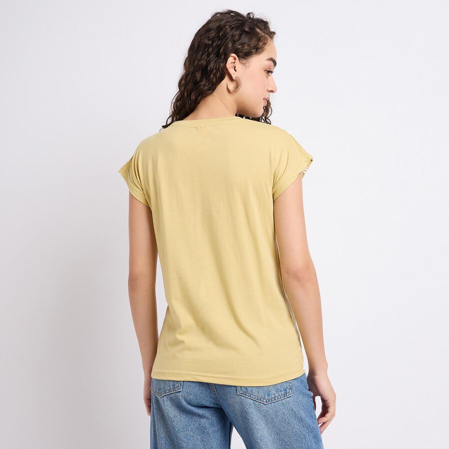 Ladies' Round Neck T-Shirt , Khaki, large