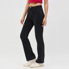 Women's Stonewashed Black Boot Cut High-Rise Jeans, Black, small image number null