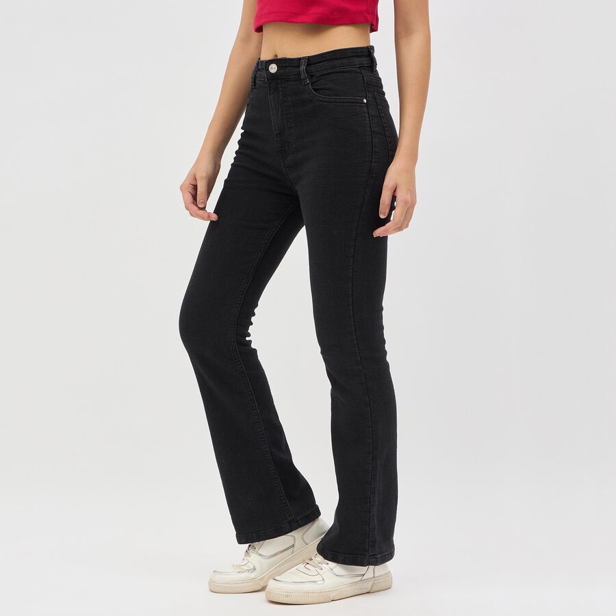 Women's Stonewashed Black Boot Cut High-Rise Jeans, Black, large image number null