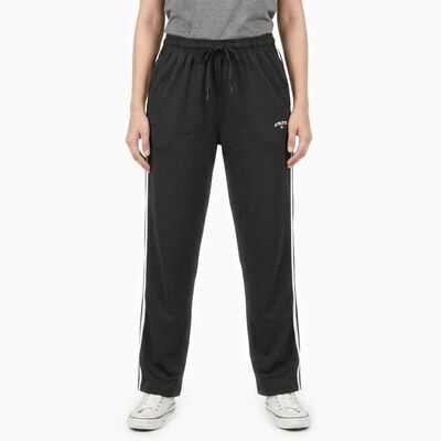 Women's Dark Grey Regular Fit Side-Striped Track Pants