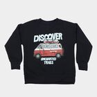 Boys' Navy Blue Crew Neck Graphic Print Sweatshirt, Navy Blue, small