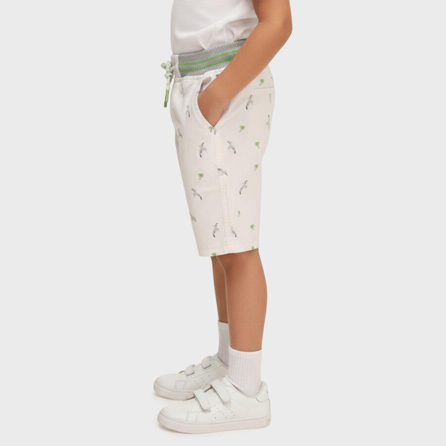 Boys' Off-White Printed Cotton Jamaican Shorts, Off White, large