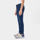 Boys Navy Blue Slim Fit Washed Jeans, गहरा नीला, small