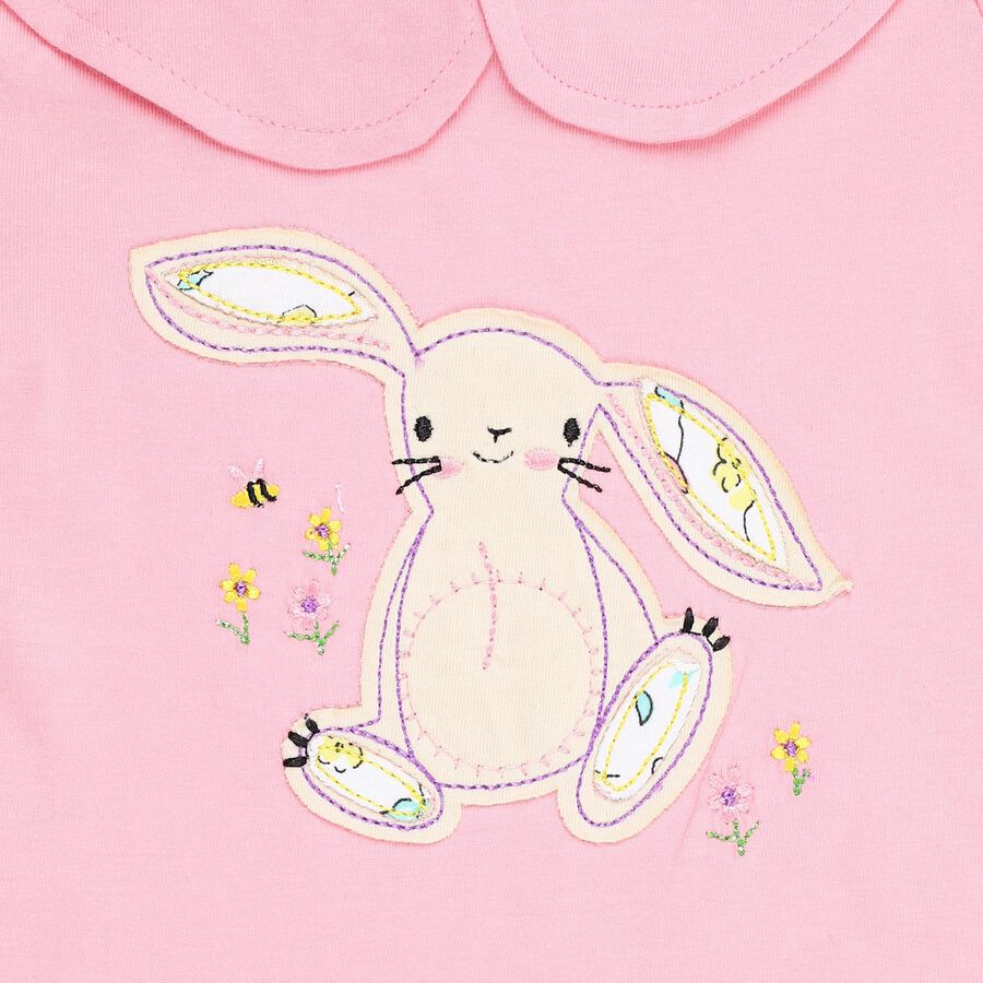 Infant Girl Soft Pink Cotton Peter Pan Collar Casual Shorts Set, Pink, large