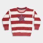 Boys Deep Maroon and White Crew Neck Casual Sweatshirt, मरून, small image number null