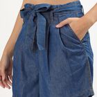 Women's Deep Denim Tie-Waist Relaxed Fit Shorts, नीला, small image number null