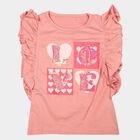 Girls Pink Cotton Round Neck Regular T-Shirt, Light Pink, small