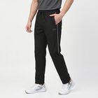 Men's Black Straight Fit Side-Striped Track Pants, काला, small