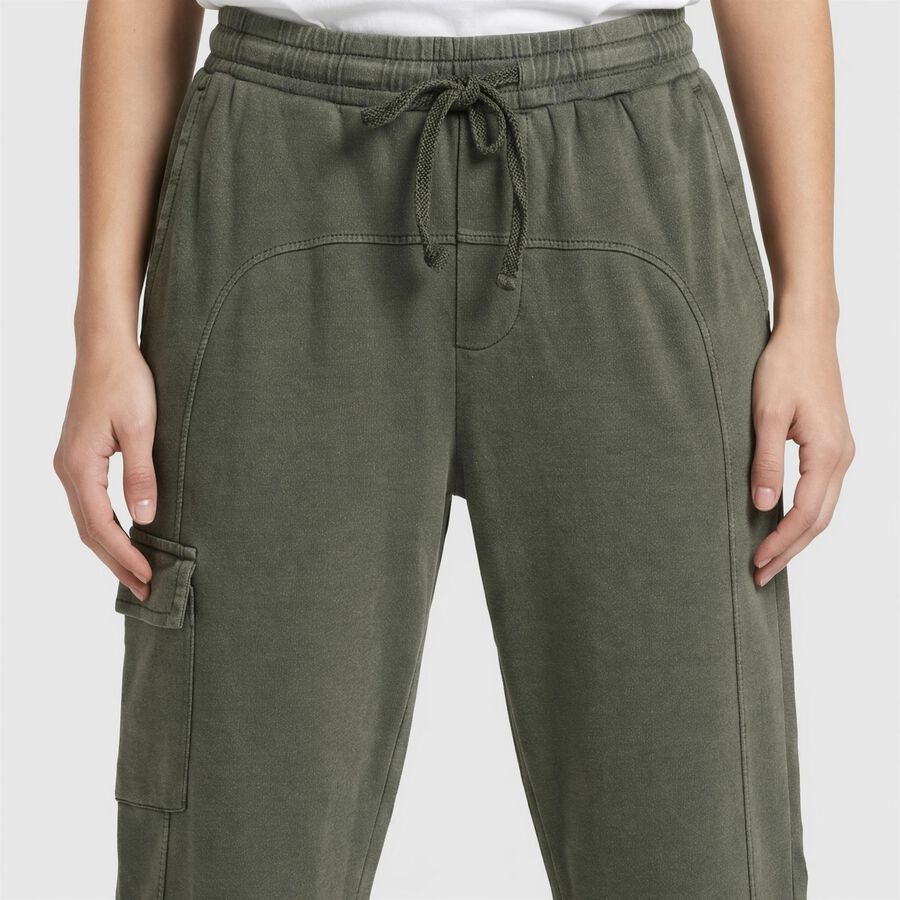 Women's Olive Green Regular Fit Cargo Track Pants, ओलिव, large