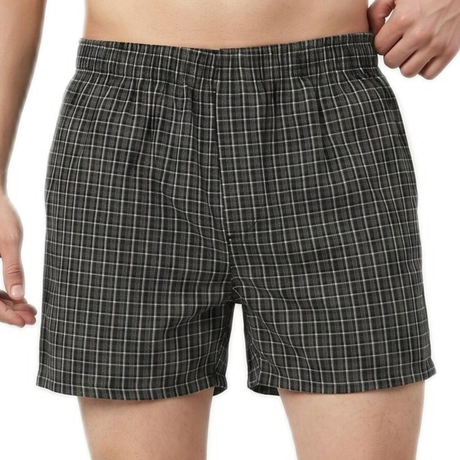 Men's Black Classic Fit Solid Boxers, Black, large
