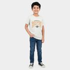 Boys Ecru Melange Crew Neck Regular Boys T-Shirt, Ecru Melange, small