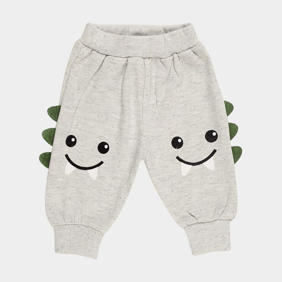 Infants Light Heather Grey Monster Print Cotton Blend Pyjama, Melange Light Grey, large image number null