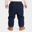 Infants' Navy Blue Relaxed Fit Drawstring Waist Jeans, Dark Blue, small