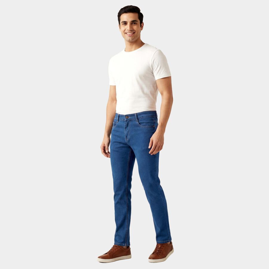 Men's Light Blue Slim Fit Jeans, हल्का नीला, large