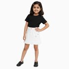 Girls' Bright White Ruffle Hem Cotton Blend Skirt, Off White, small image number null