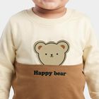 Infants' Beige 100% Cotton Round Neck Graphic Print Baba Suit, Beige, small